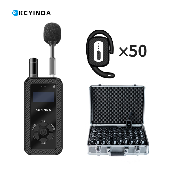 KEYINDA Wireless tour guide system set with charging case (includes 1 transmitter and 50 receivers)